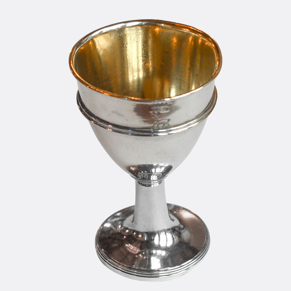 Antique Silver Egg Cruet with Cartier Spoons