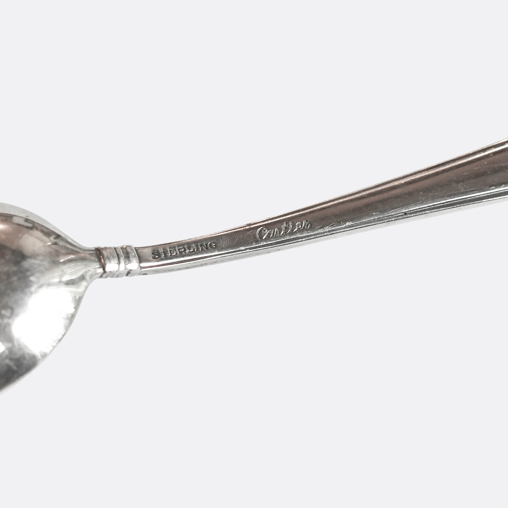 Antique Silver Egg Cruet with Cartier Spoons