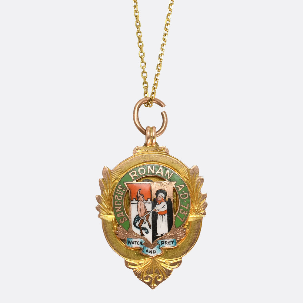 Antique Watch and Pray Athletics Medal Pendant