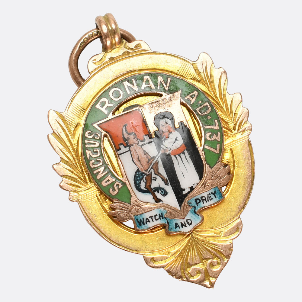 Antique Watch and Pray Athletics Medal Pendant