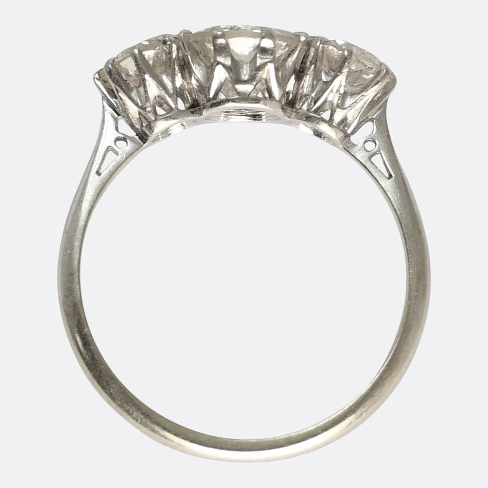 Art Deco 1.56ct Diamond Trilogy Ring