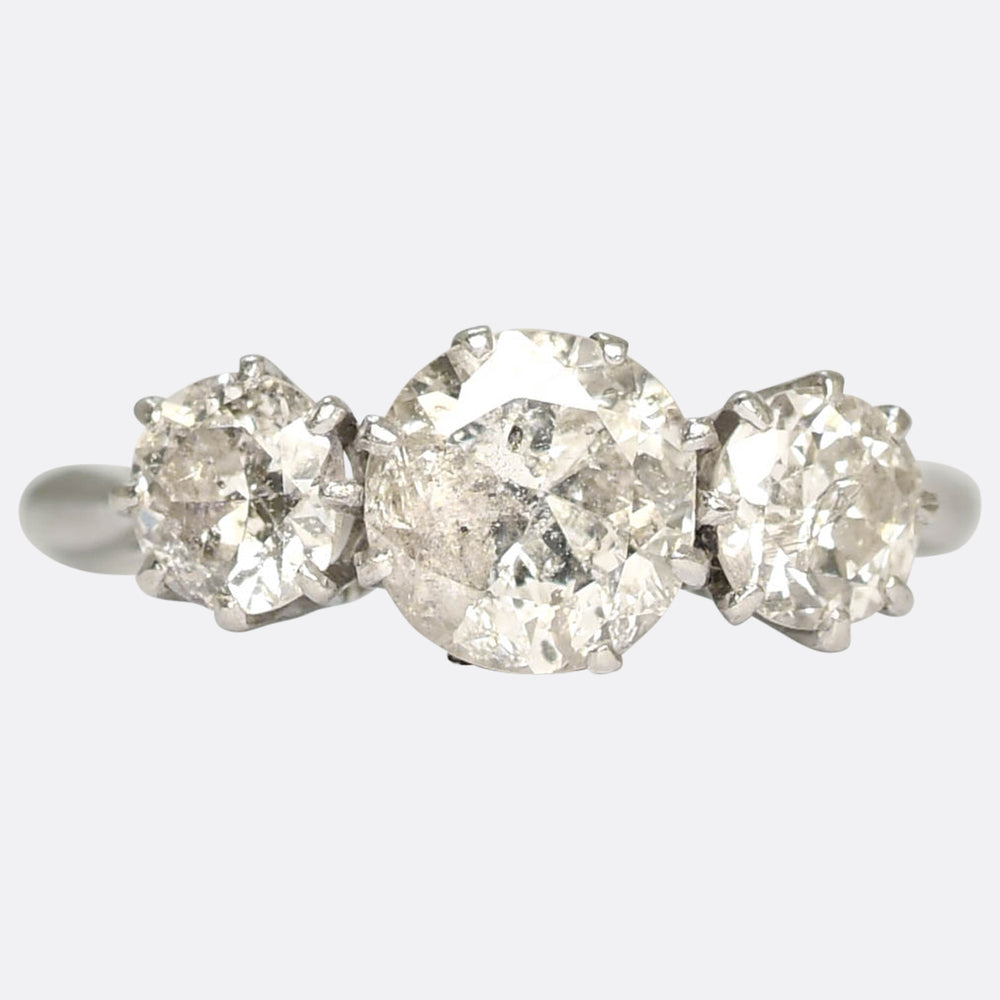 Art Deco 1.56ct Diamond Trilogy Ring