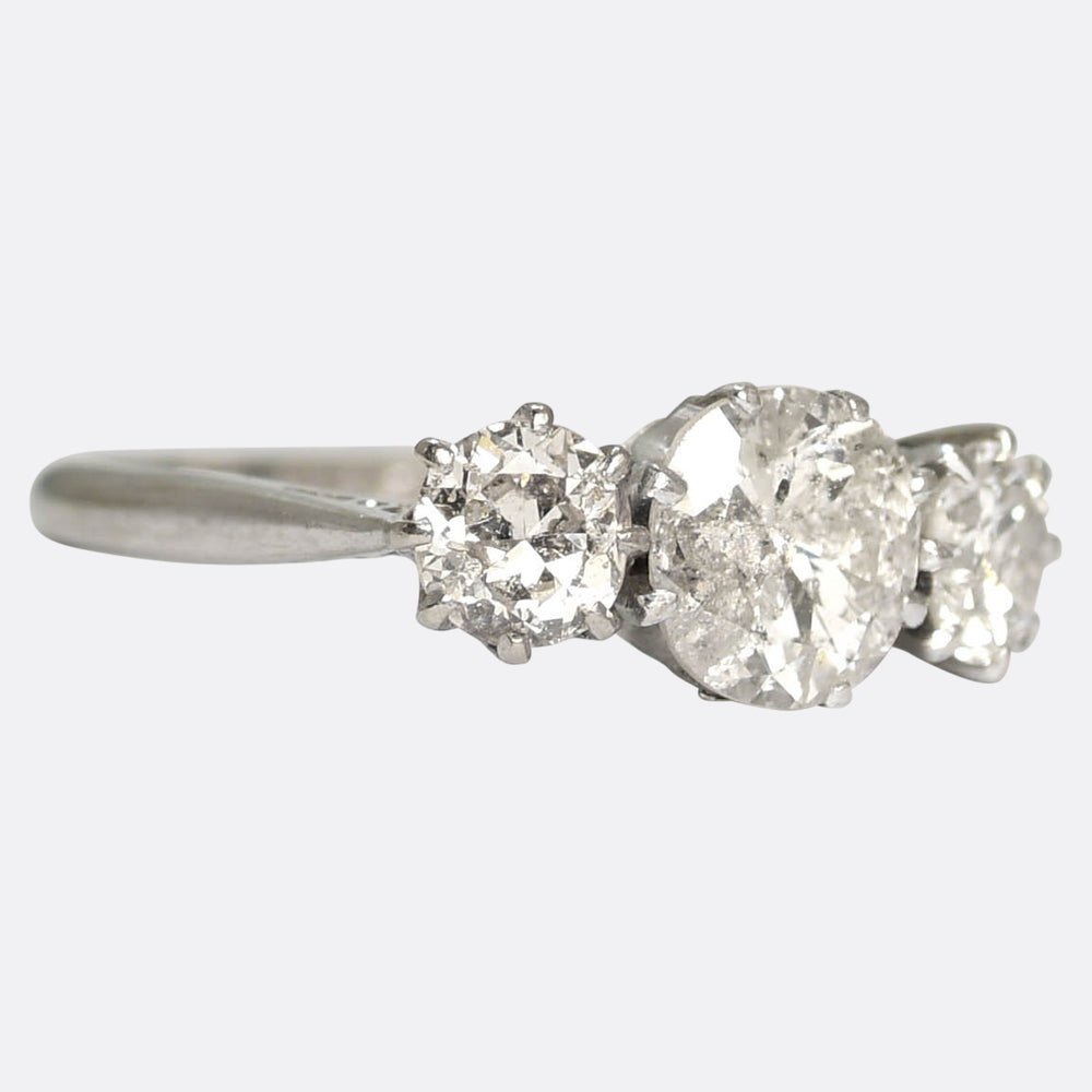 Art Deco 1.56ct Diamond Trilogy Ring