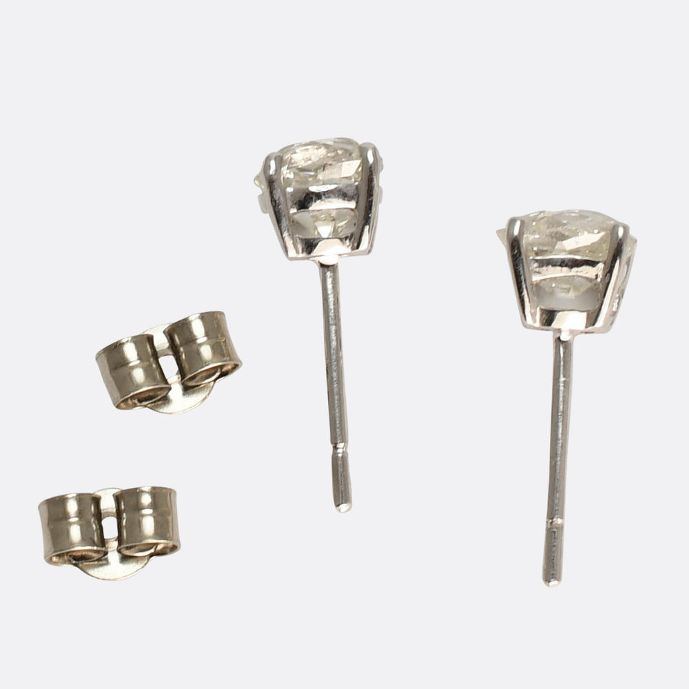 Art Deco 1.73ct Old Cut Diamond Stud Earrings