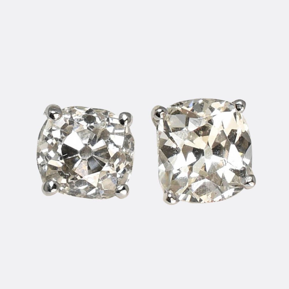 Art Deco 1.73ct Old Cut Diamond Stud Earrings