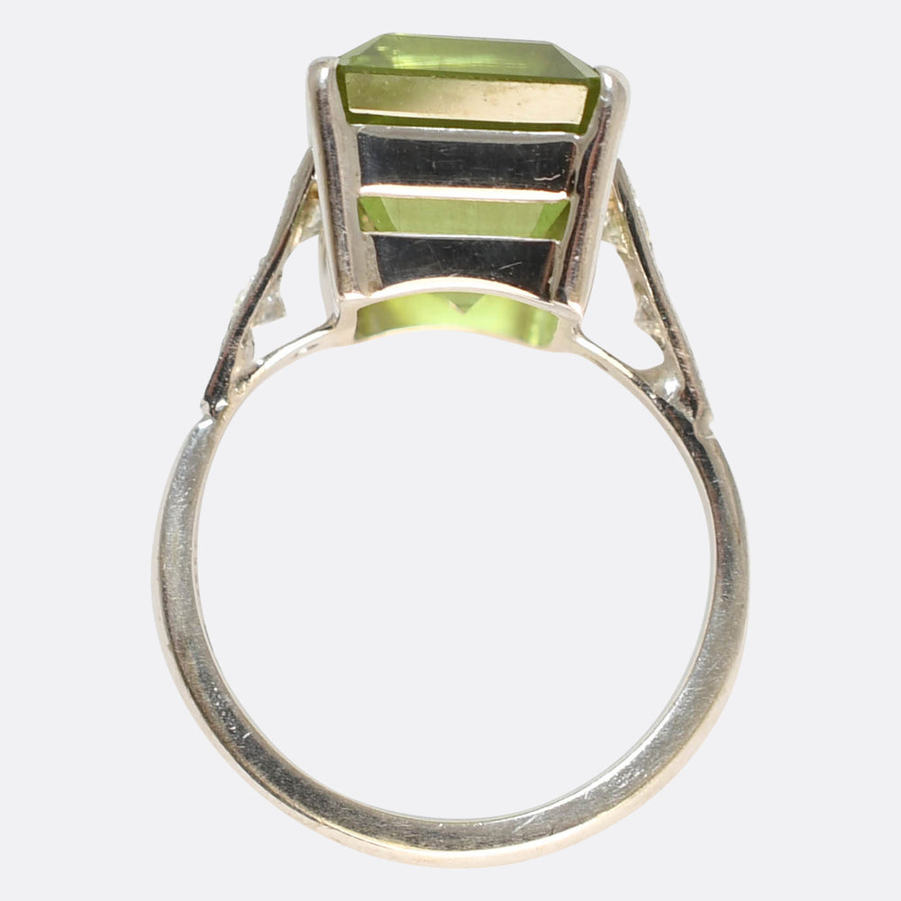 Art Deco 10.29ct Peridot & Diamond Statement Ring