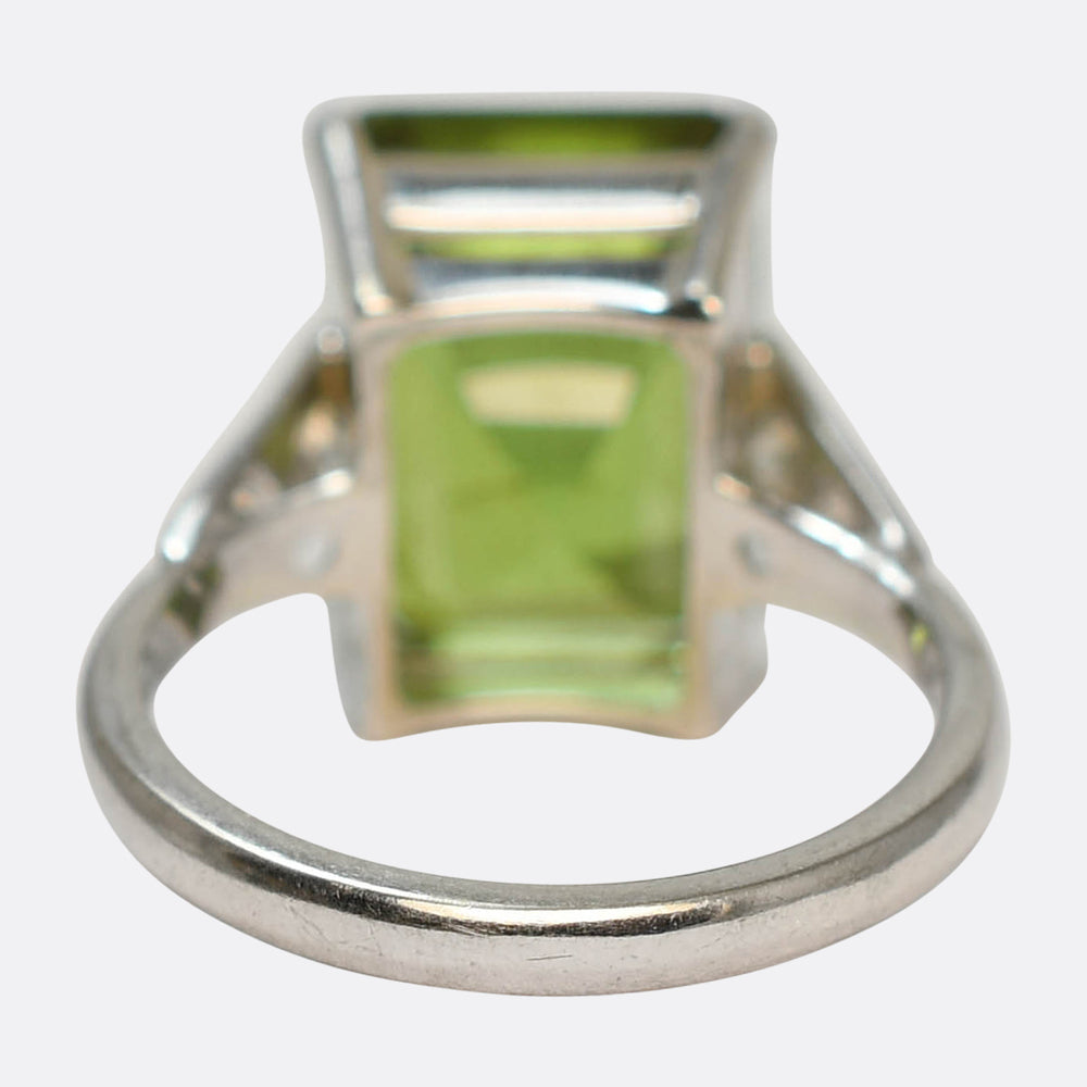 Art Deco 10.29ct Peridot & Diamond Statement Ring