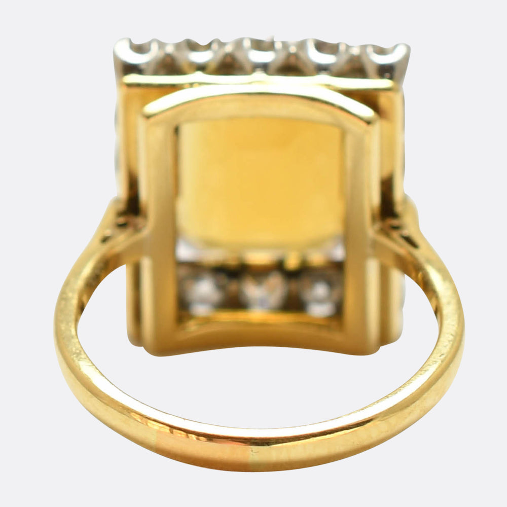 Art Deco 4.8ct Citrine & Diamond Cluster Ring