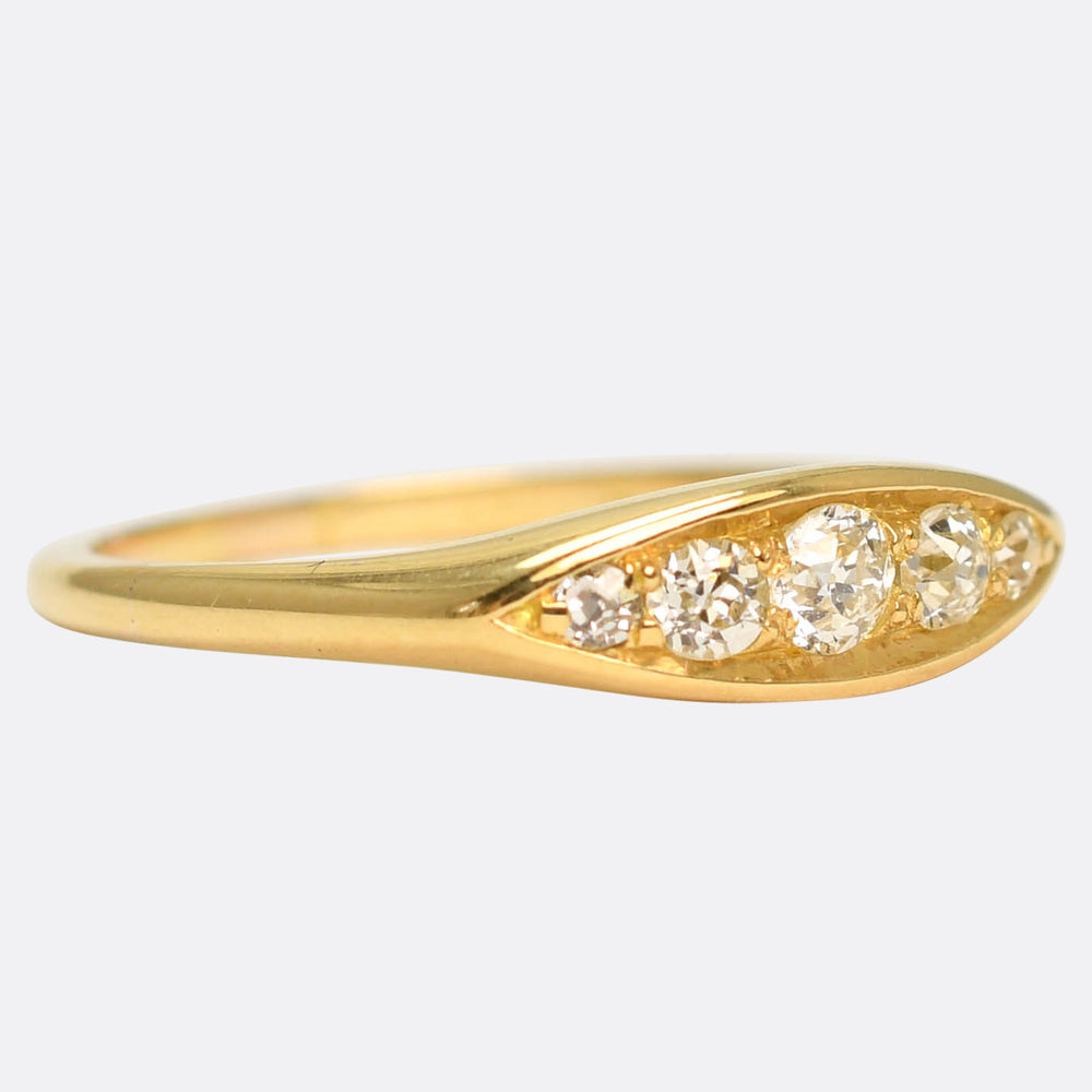 Art Deco 5-Stone Diamond Boat Ring