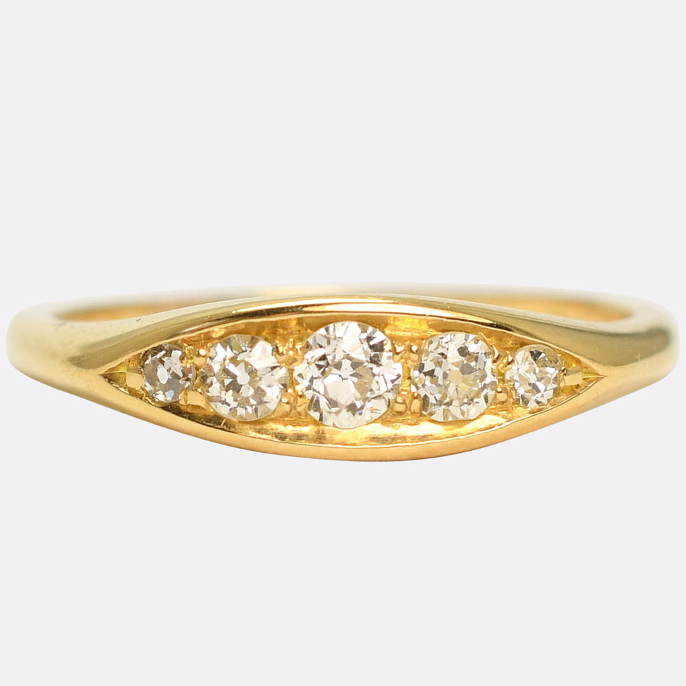 Art Deco 5-Stone Diamond Boat Ring