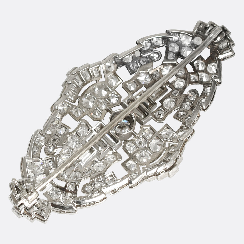 Art Deco 5.9ct Diamond Platinum Panel Brooch