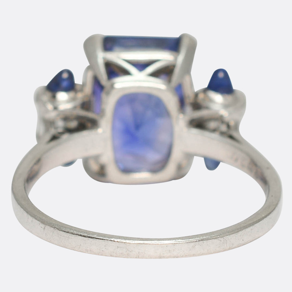 Art Deco 8.60ct Ceylon Sapphire & Diamond Ring