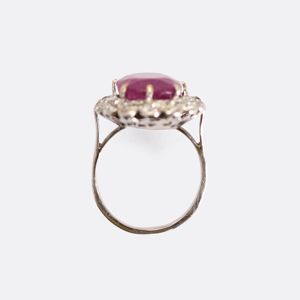 Art Deco 9.52 Carat Burma Ruby Cluster Ring