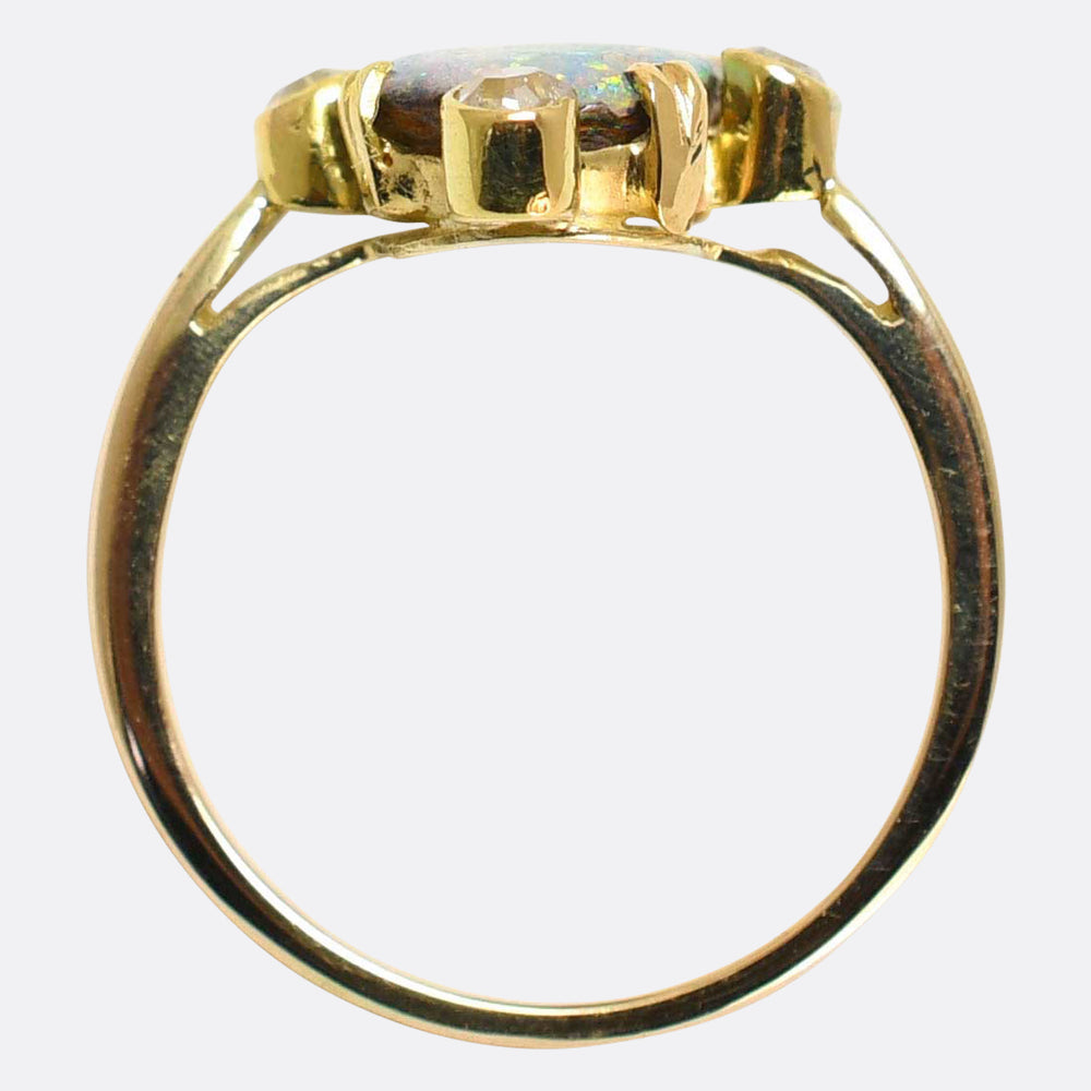 Art Deco Black Opal & Diamond Satellite Ring