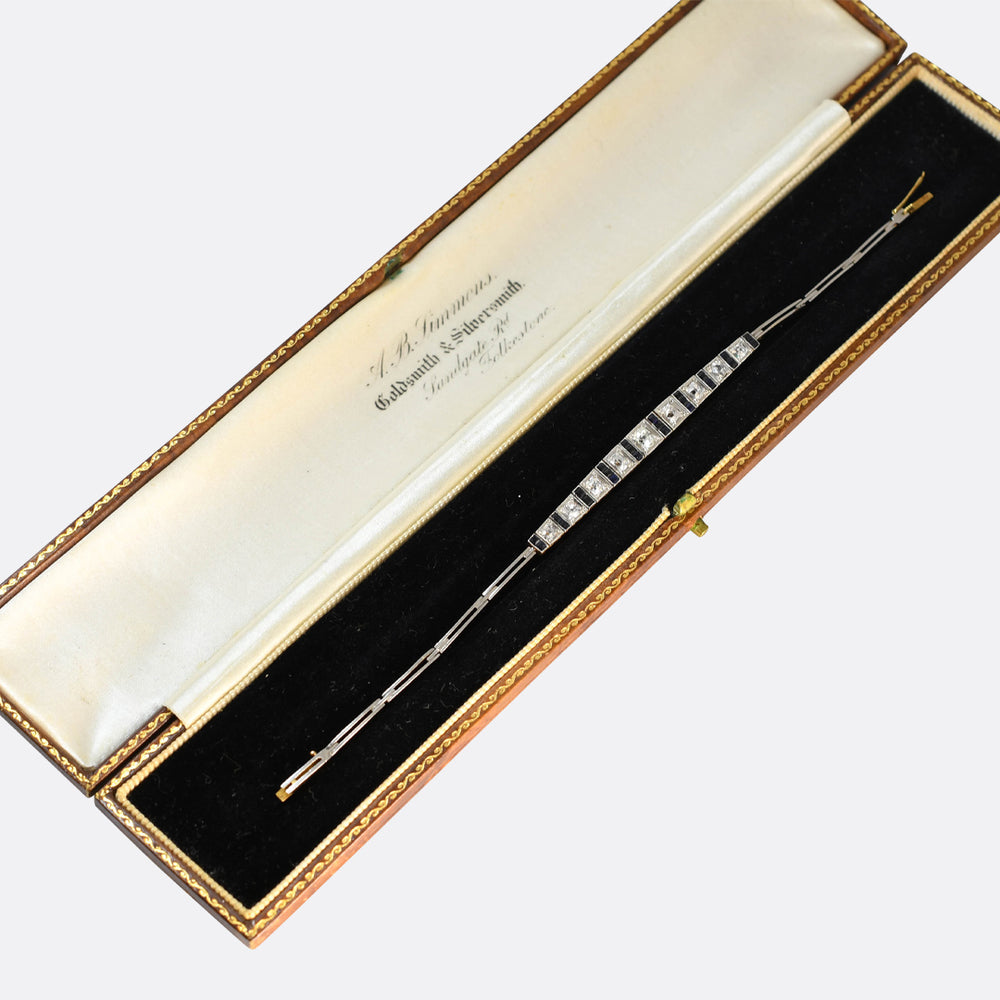 Art Deco Boxed Sapphire & Diamond Bracelet