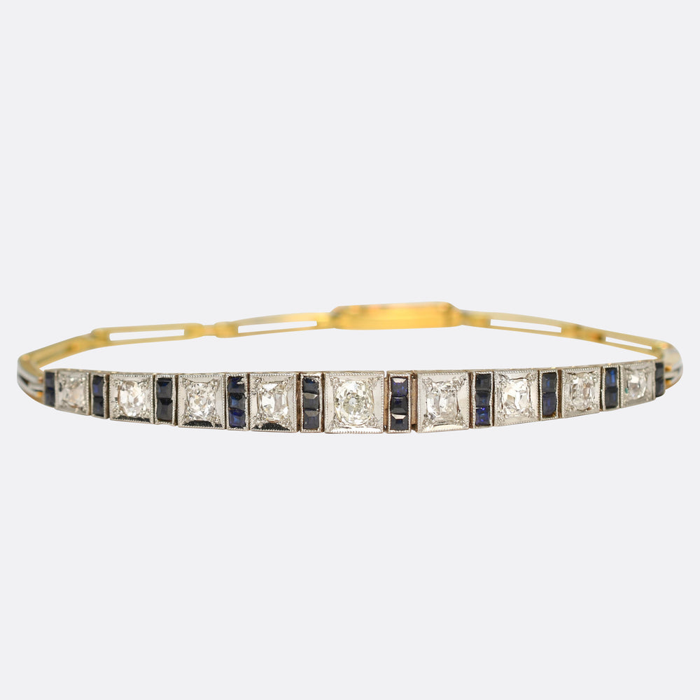 Art Deco Boxed Sapphire & Diamond Bracelet