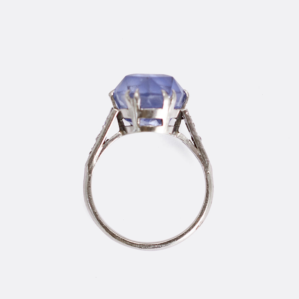 Art Deco Ceylon Sapphire & Diamond Ring