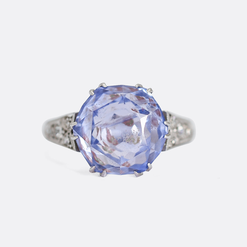 Art Deco Ceylon Sapphire & Diamond Ring