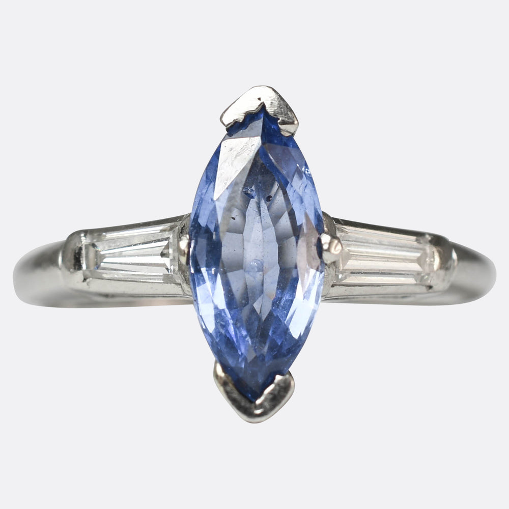 Art Deco Ceylon Sapphire and Diamond Ring