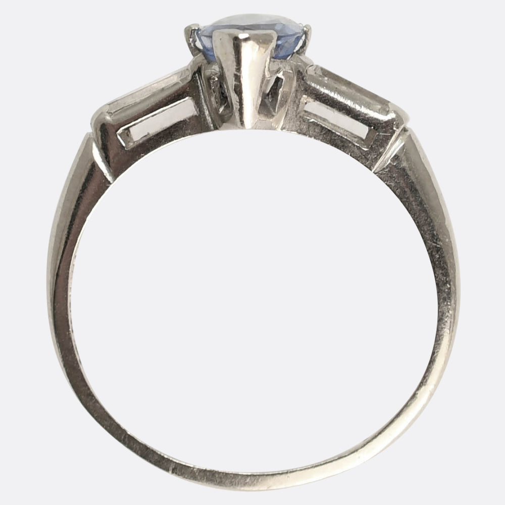 Art Deco Ceylon Sapphire and Diamond Ring