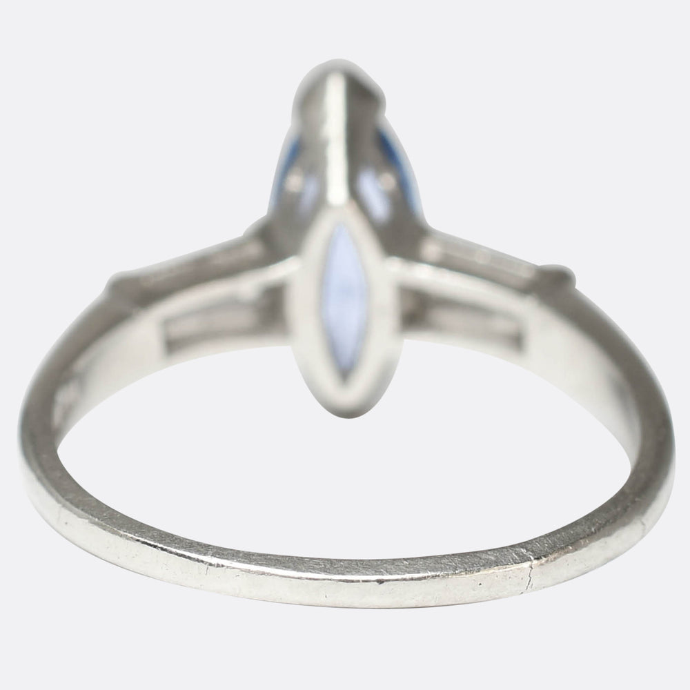 Art Deco Ceylon Sapphire and Diamond Ring