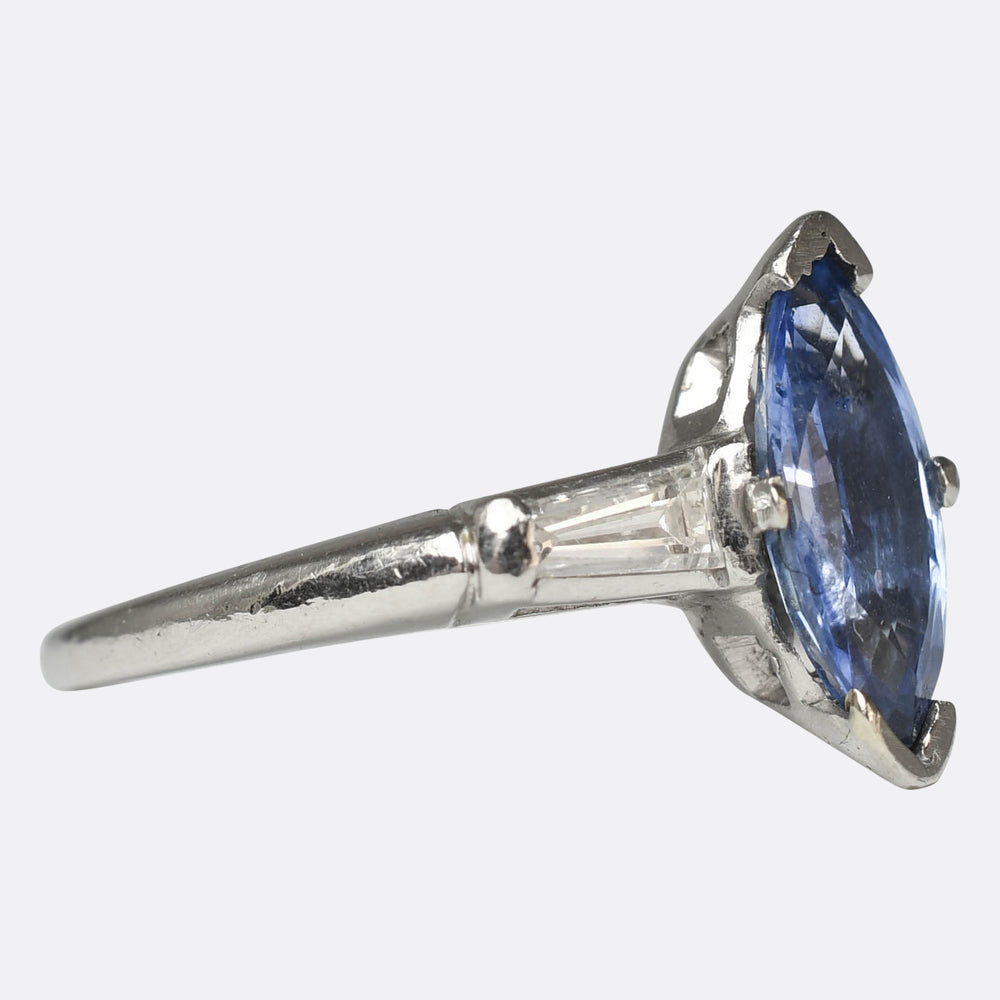 Art Deco Ceylon Sapphire and Diamond Ring