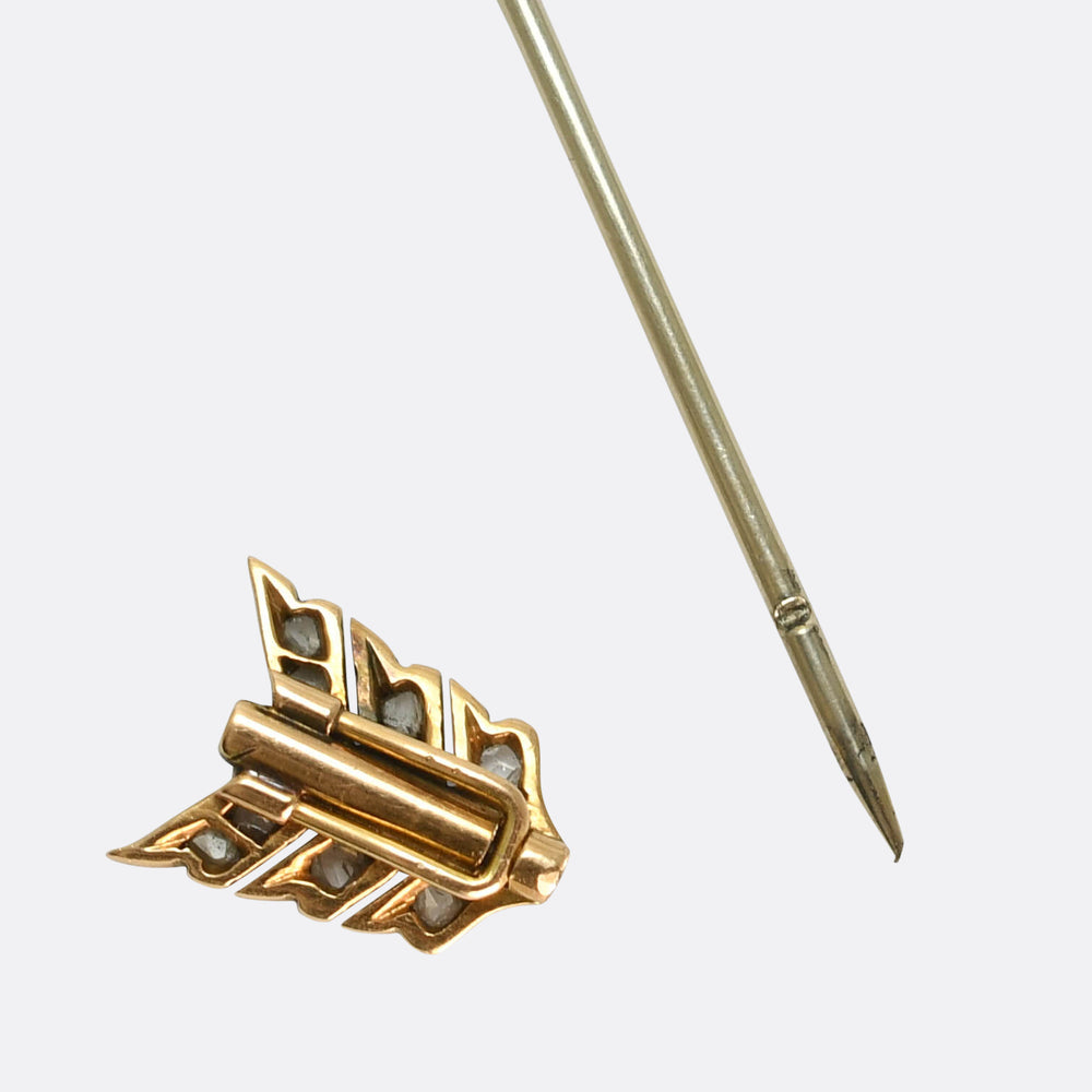 Art Deco Diamond Arrow Jabot Pin
