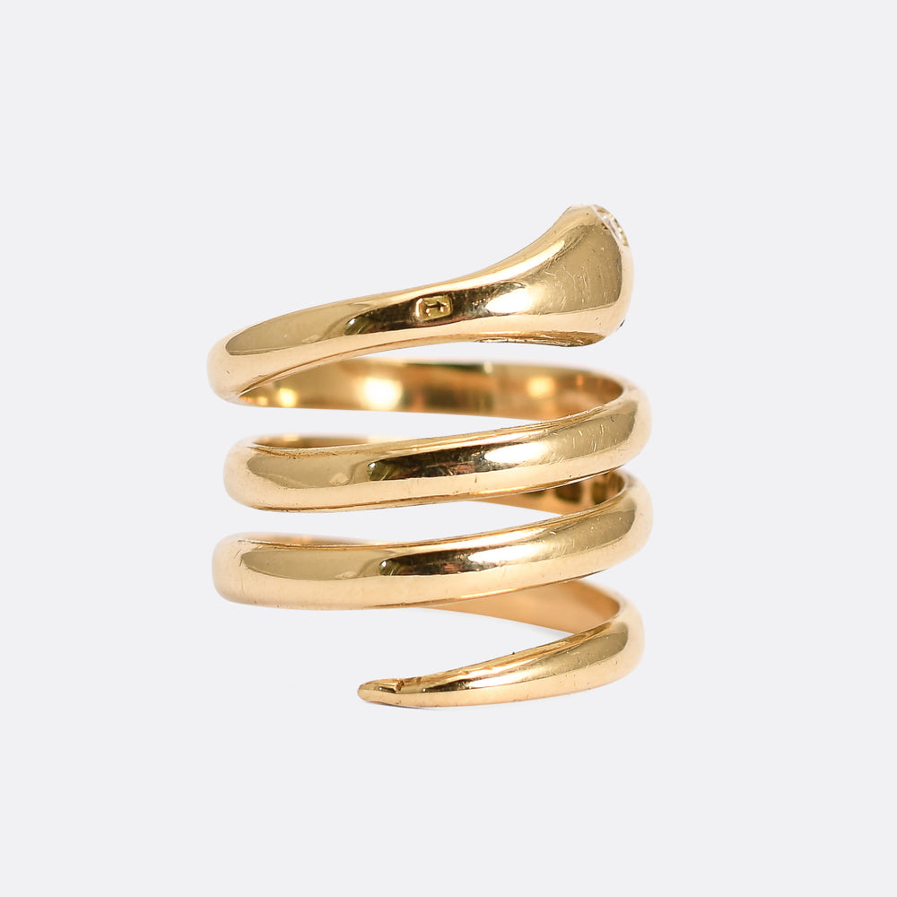 Art Deco Diamond Coiled Snake Ring