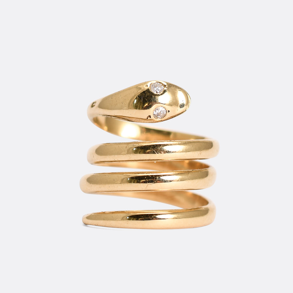 Art Deco Diamond Coiled Snake Ring
