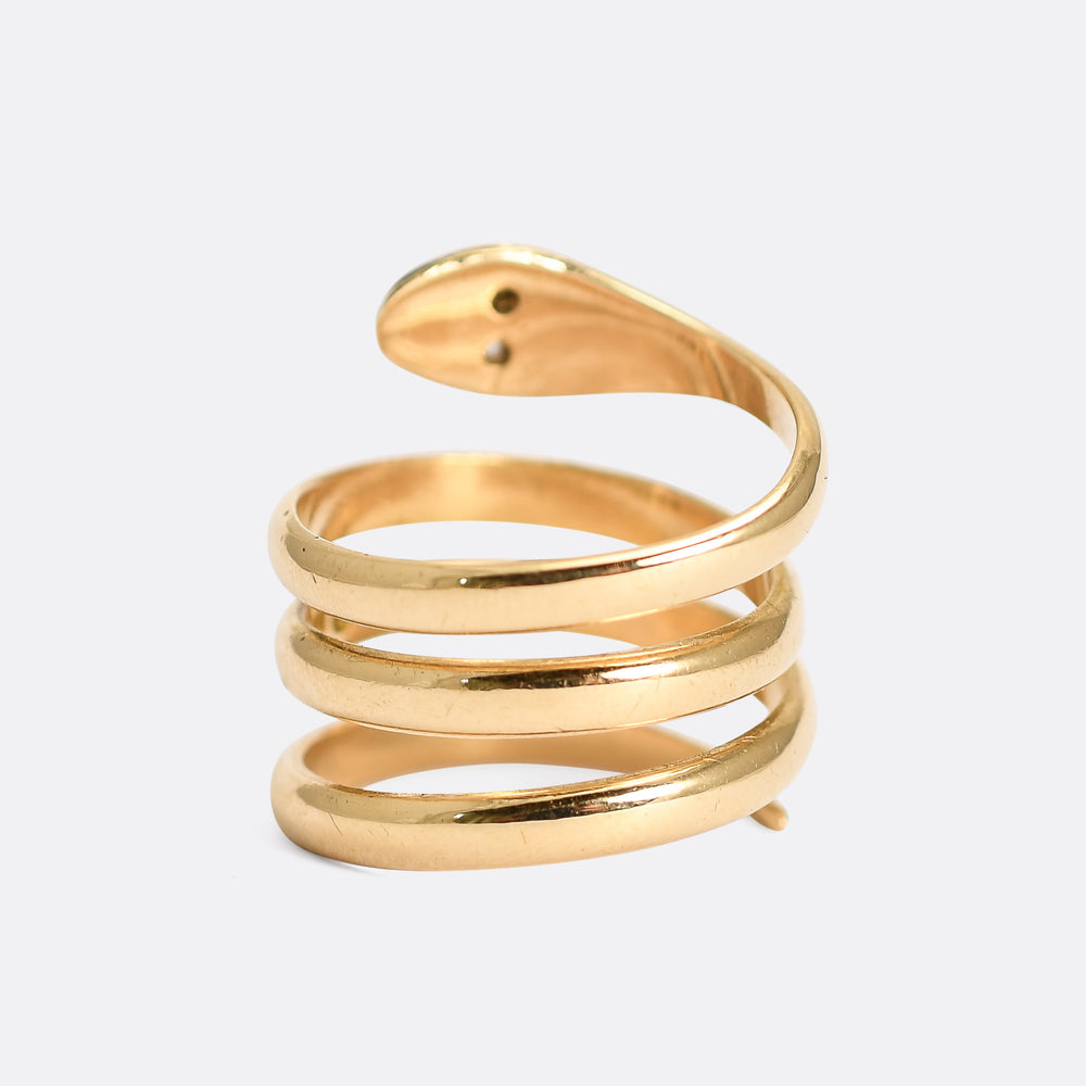Art Deco Diamond Coiled Snake Ring
