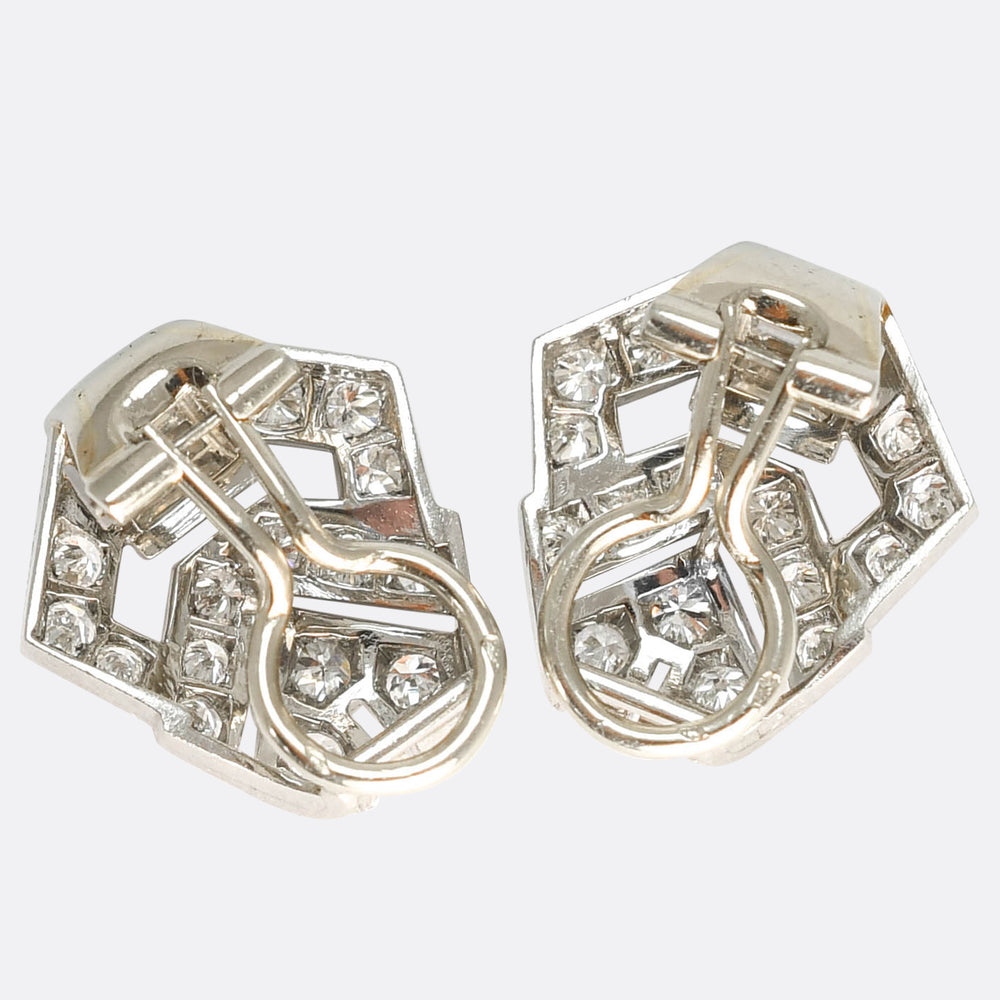 Art Deco Diamond Earrings by Cartier Paris