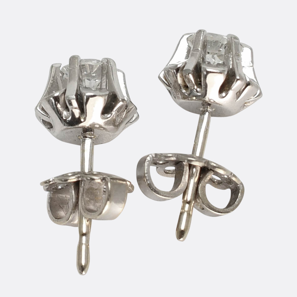 Art Deco Diamond Flower Stud Earrings