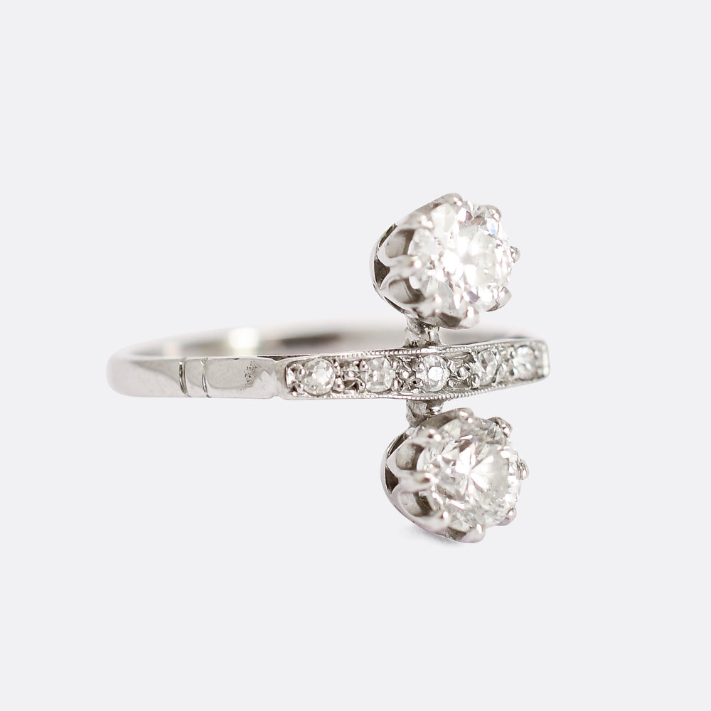 Art Deco Diamond North-South Engagement Ring