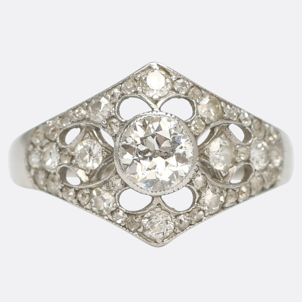 Art Deco Diamond Openwork Cluster Ring
