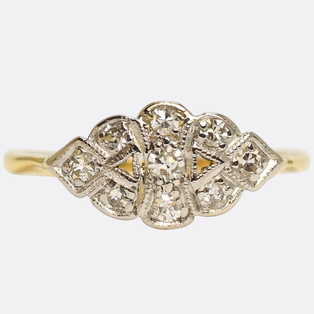 Art Deco Diamond Openwork Cluster Ring