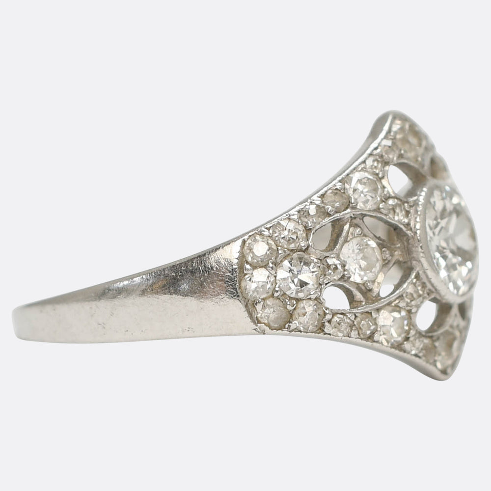 Art Deco Diamond Openwork Cluster Ring