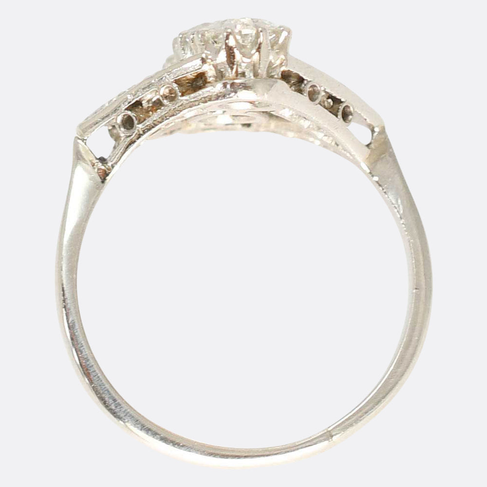 Art Deco Diamond Openwork Trilogy Ring