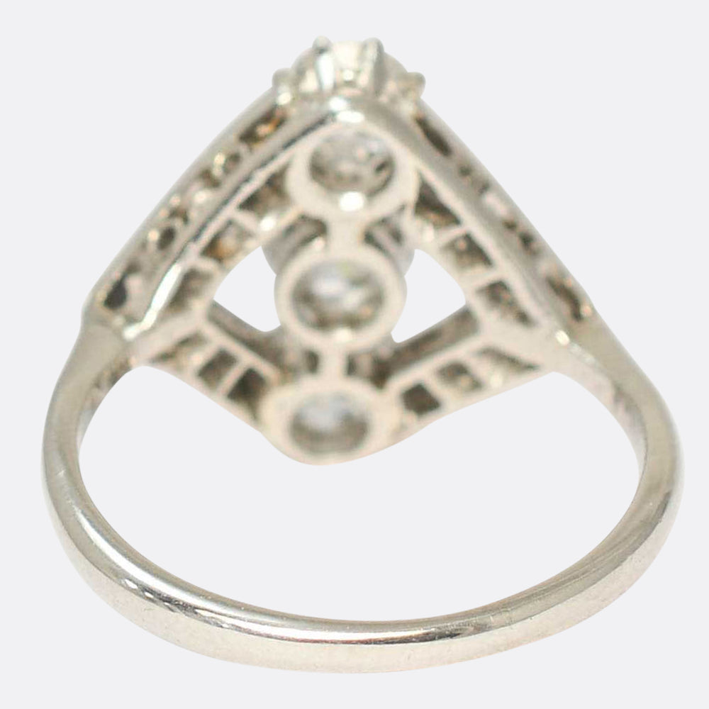 Art Deco Diamond Openwork Trilogy Ring