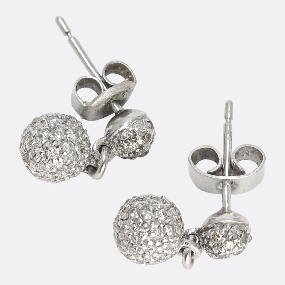 Art Deco Diamond Orb Drop Earrings