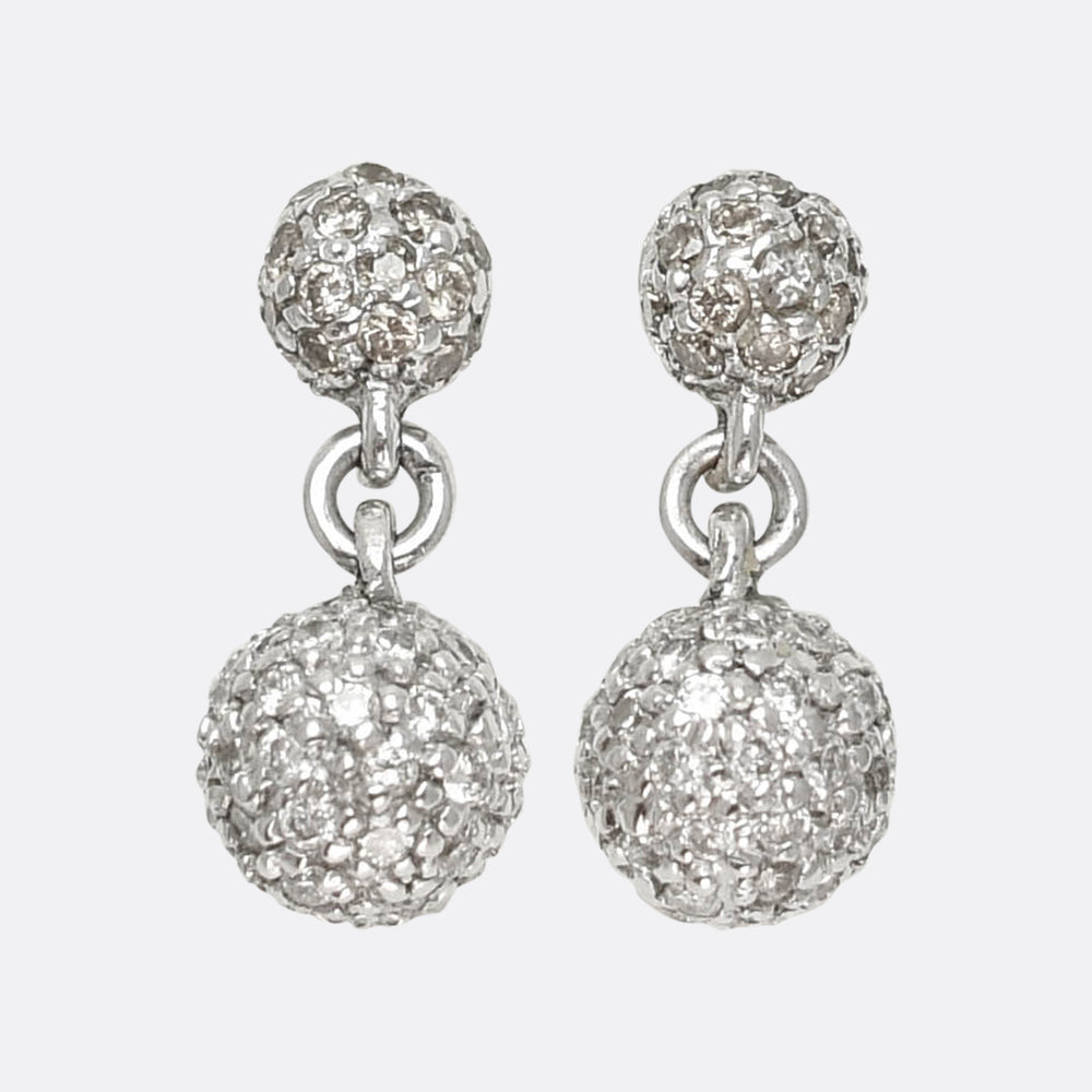 Art Deco Diamond Orb Drop Earrings