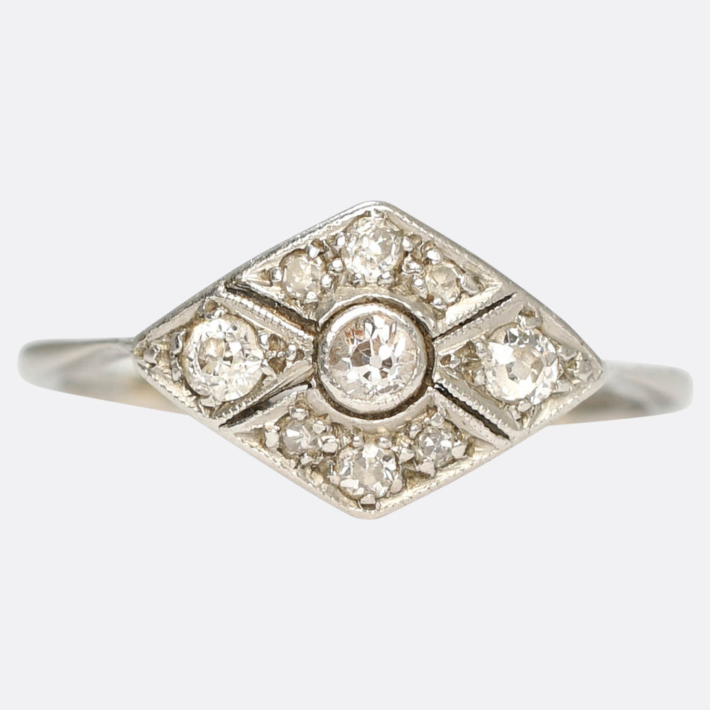 Art Deco Diamond Rhombus Cluster Ring