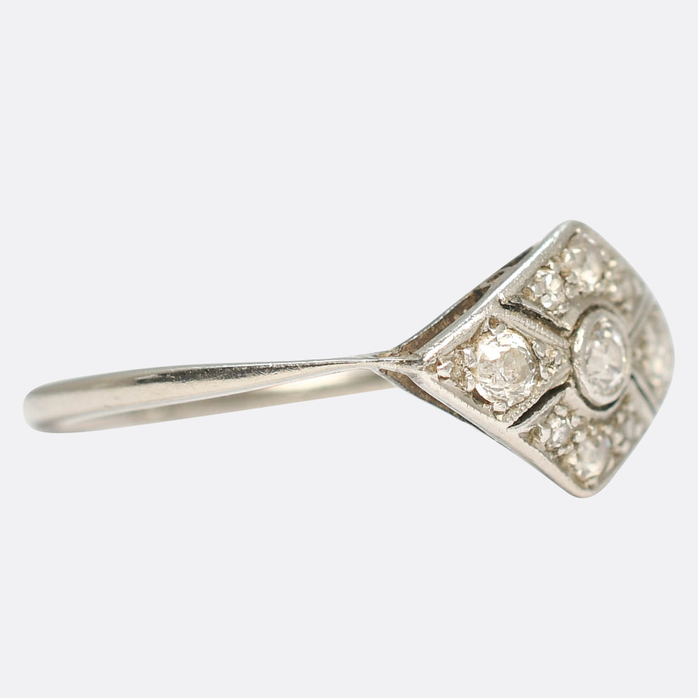 Art Deco Diamond Rhombus Cluster Ring