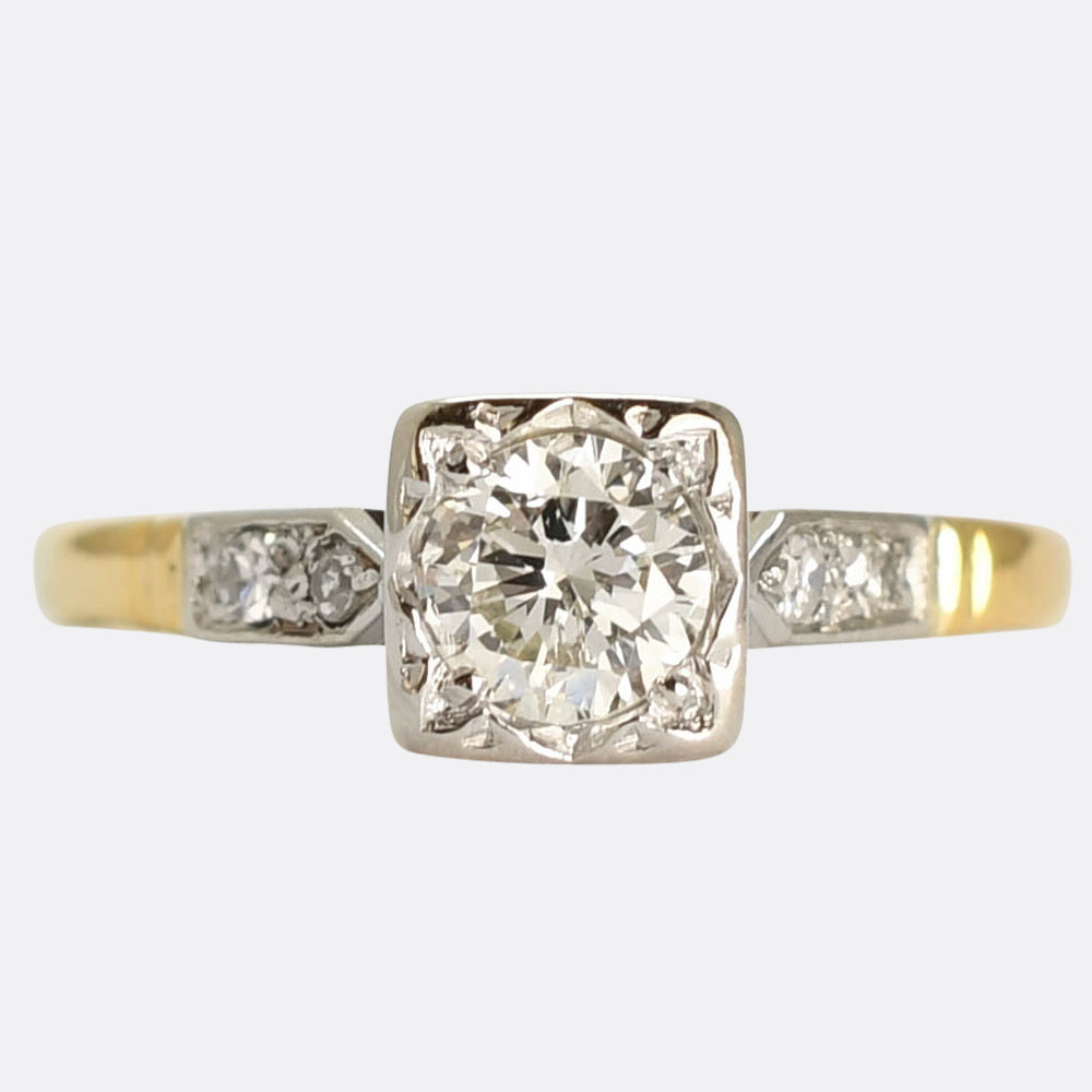 Art Deco Diamond Solitaire Engagement Ring