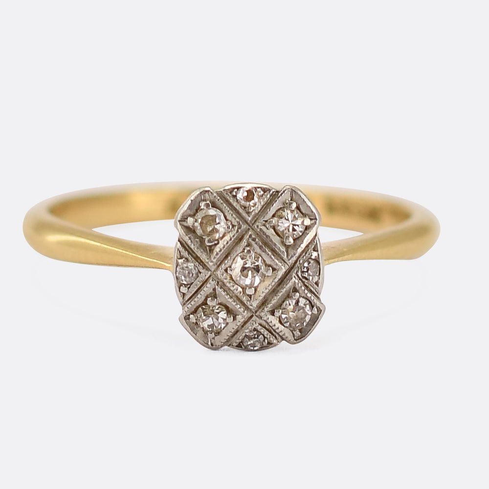 Art Deco Diamond Square Cluster Ring