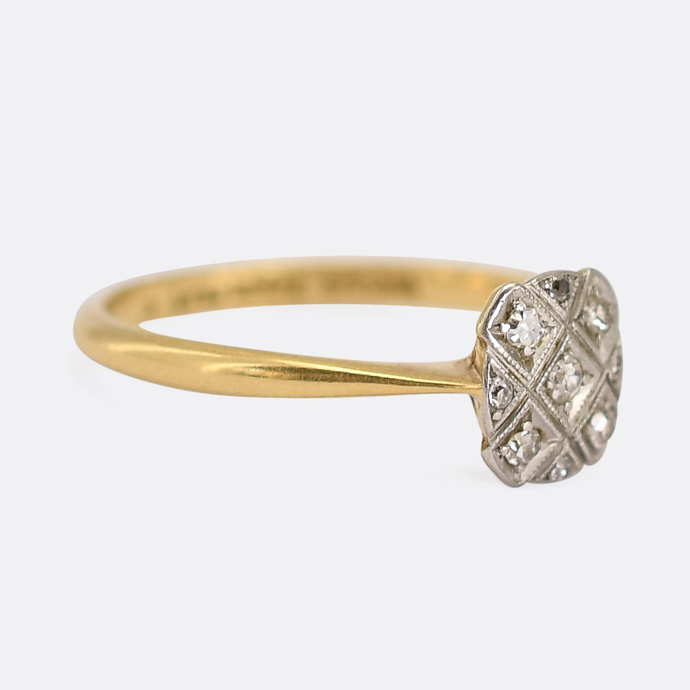 Art Deco Diamond Square Cluster Ring