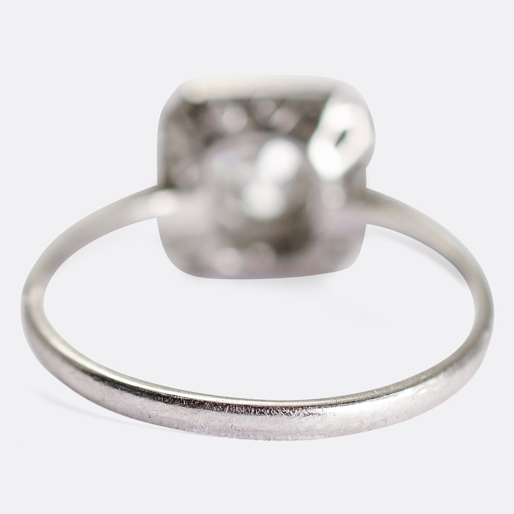 Art Deco Diamond Square Halo Cluster Ring
