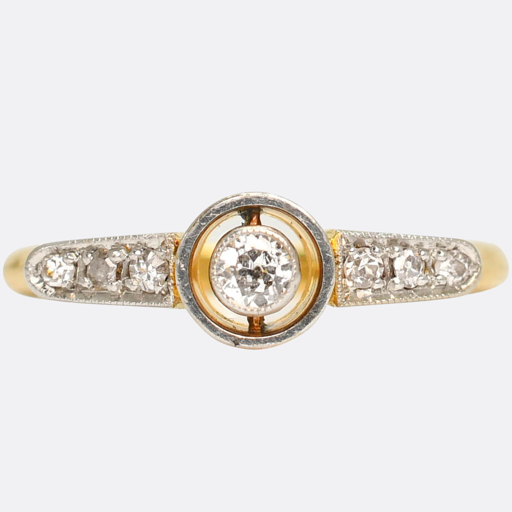 Art Deco Diamond Target Halo Ring