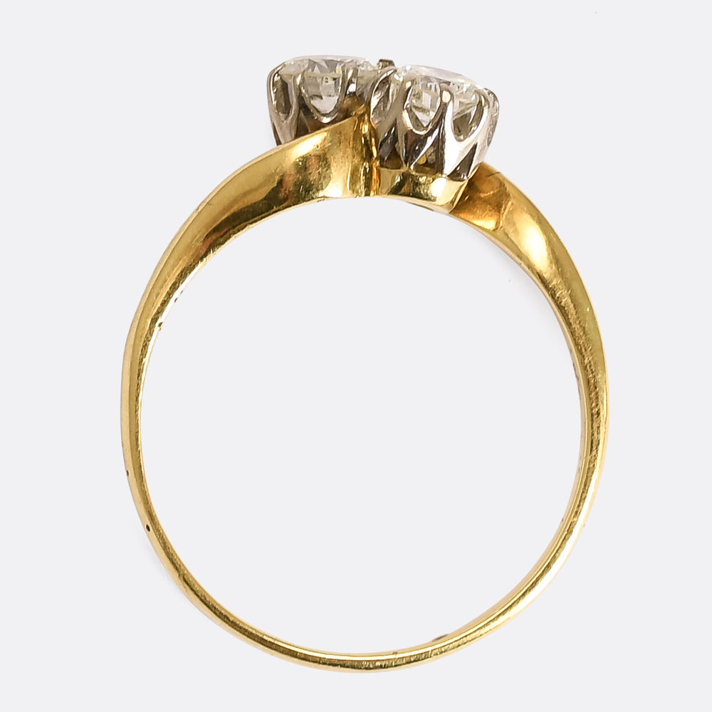 Art Deco Diamond Toi et Moi Engagement Ring