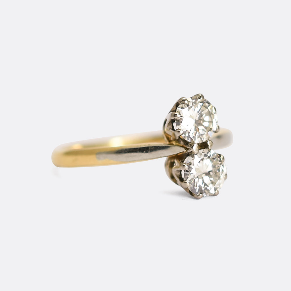 Art Deco Diamond Toi et Moi Engagement Ring