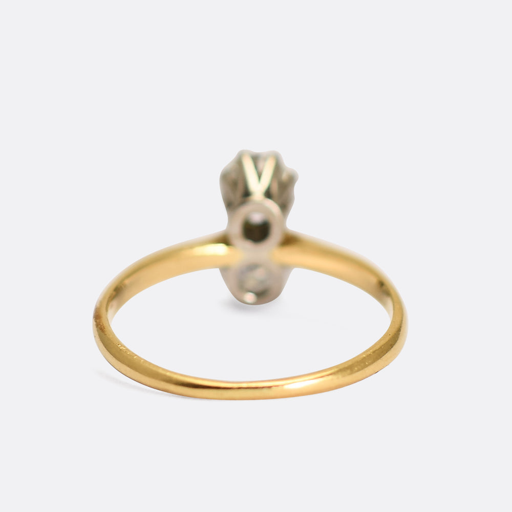 Art Deco Diamond Toi et Moi Engagement Ring